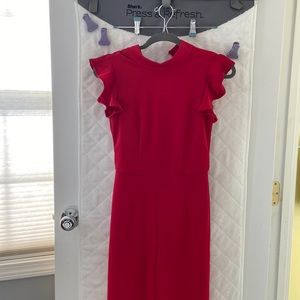 Red flutter sleeve jumpsuit